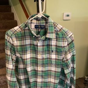 EUC Polo Ralph Lauren Boys XL (18-20) Green/ Multi Plaid Button Down Woven